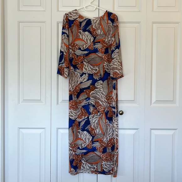 Traffic People Leaf Print Maxi Dress Size M - Picture 5 of 11